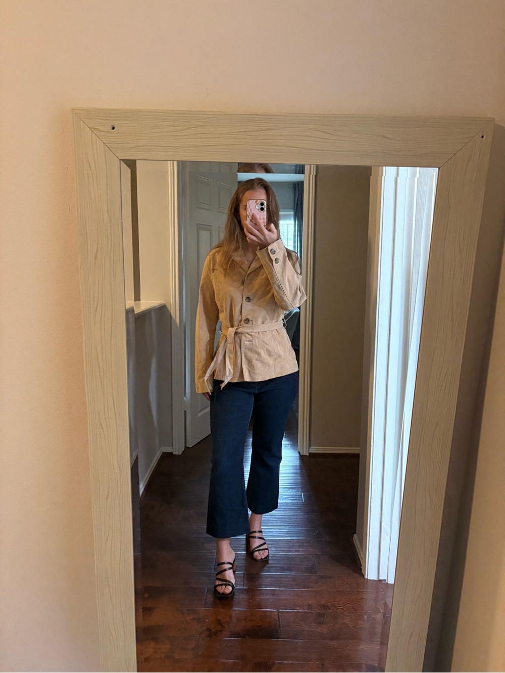 Vintage Wilsons Tan Suede Leather Belted Jacket Size M Western Boho Equestrian - Picture 3 of 10